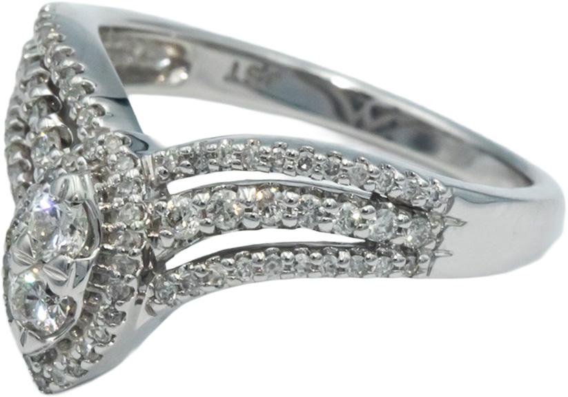 10k White Gold Marquise and Round Diamond Cluster Ring 0.50CT Size 7