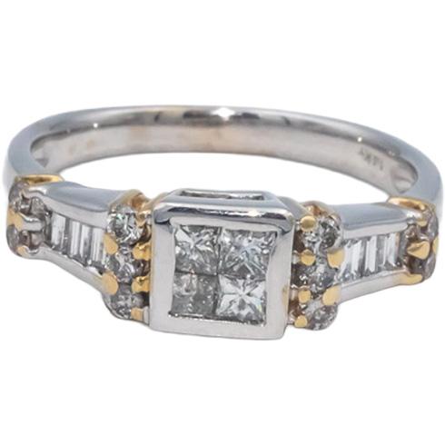 14k White & Yellow Gold 0.50CT Diamond Band Ring Size 7.5