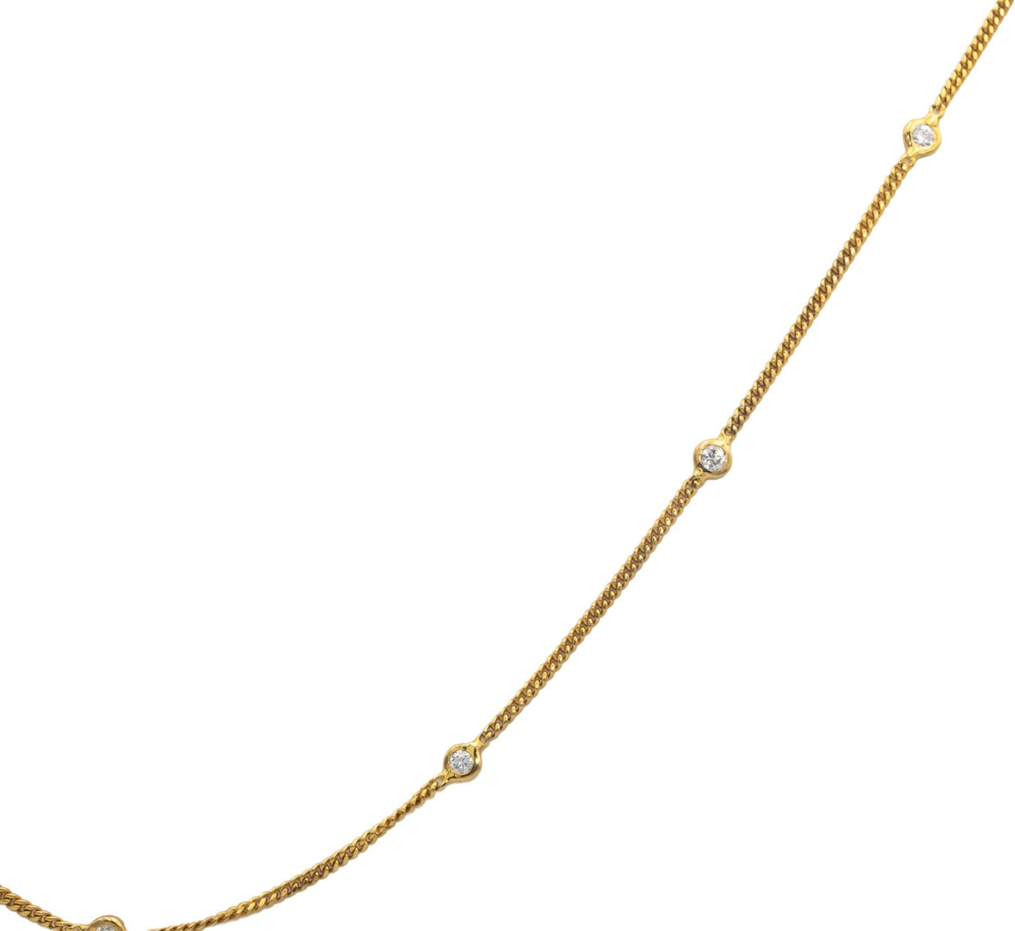 10k Yellow Gold 0.60CT VS Diamond By The Yard Thin Chain Necklace