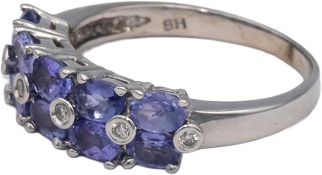 EFFY Designer 14k White Gold 1.55CT Diamond and Tanzanite Band Ring Size 7.75