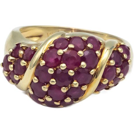 14k Yellow Gold 2.0CT Ruby Cluster Cocktail Ring Size 7