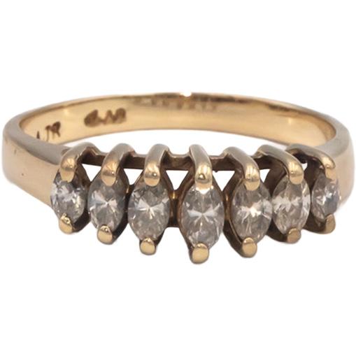 14k Yellow Gold 0.50CT Marquise Cut Diamond Band Ring Size 6.25