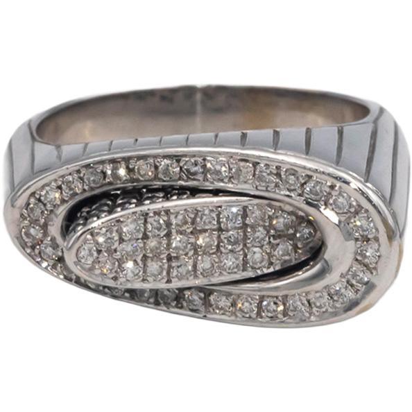18k White Gold 0.43CT VS White and Black Diamond Abstract Cluster Ring Size 8