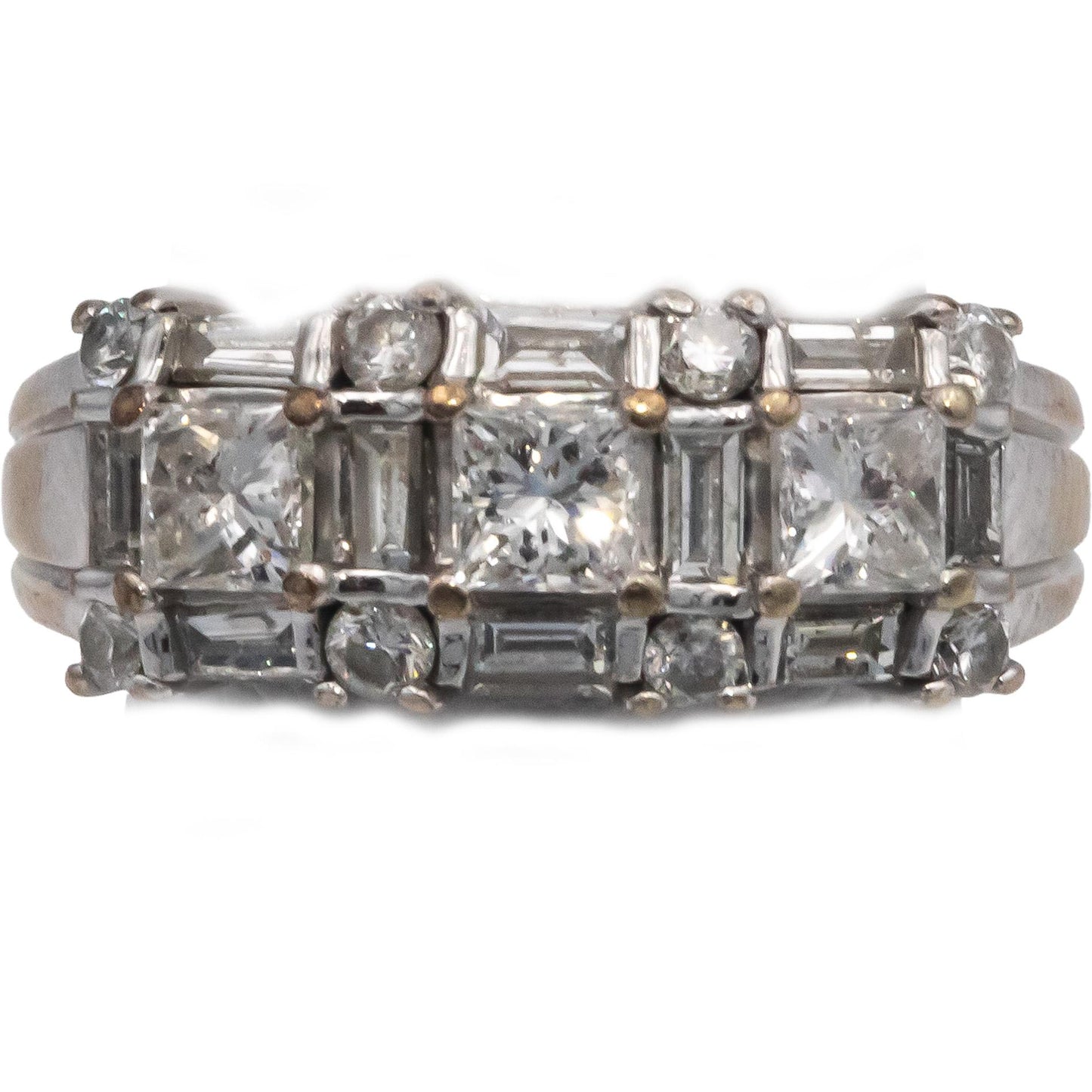 14k White & Yellow Gold 1.30CT VS Diamond Anniversary Band Ring Size 4