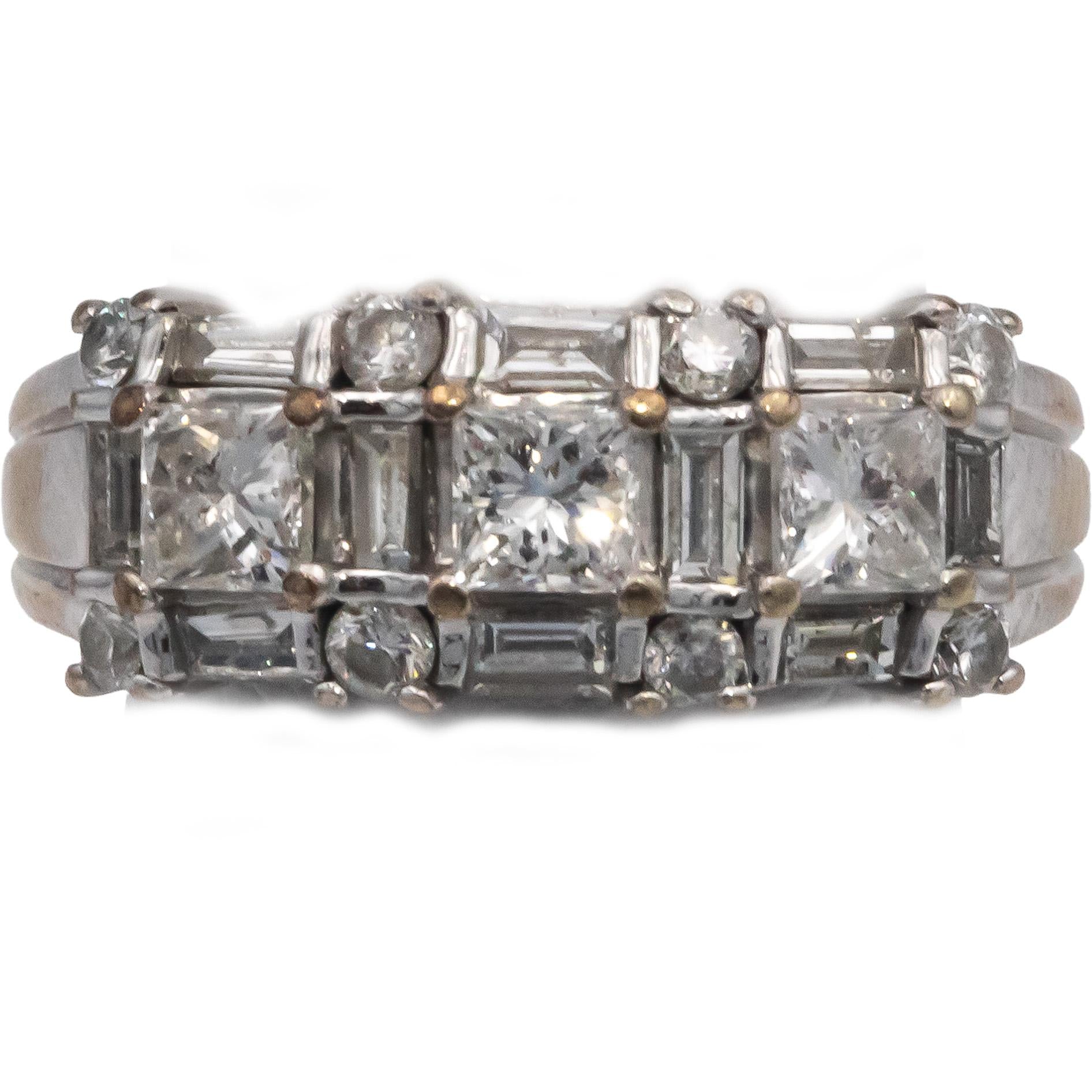 14k White & Yellow Gold 1.30CT VS Diamond Anniversary Band Ring Size 4