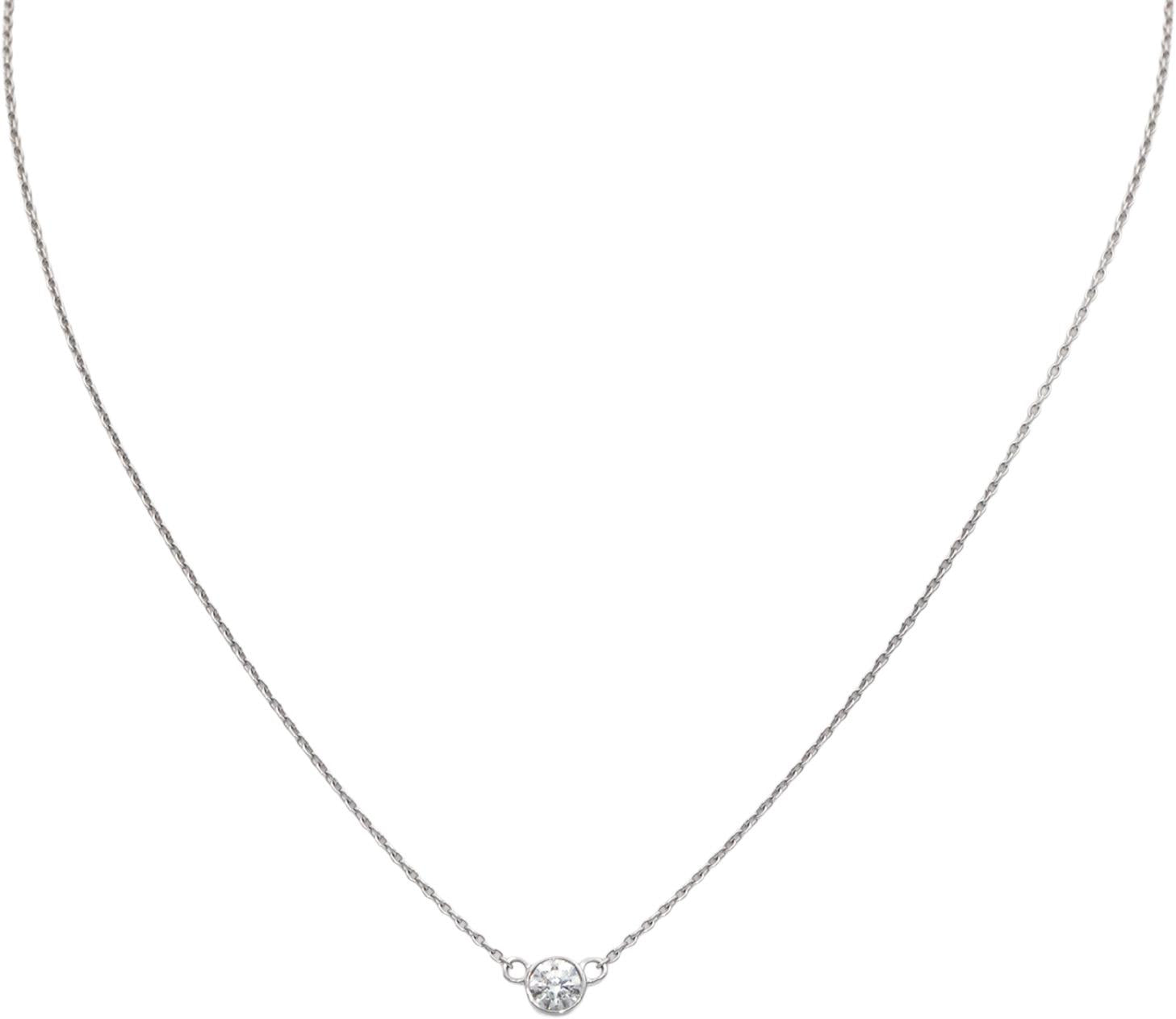 14k White Gold 0.35CT VS Round Cut Diamond Solitaire Pendant Necklace