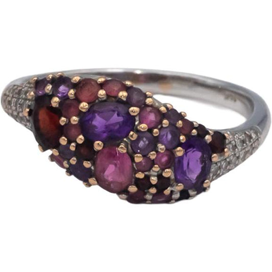 14k White Gold 0.78CT Diamond and Assorted Gemstone Ring Size 7.25
