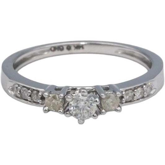 14k White Gold 0.25CT Round Cut Diamond Engagement Band Ring Size 7.25