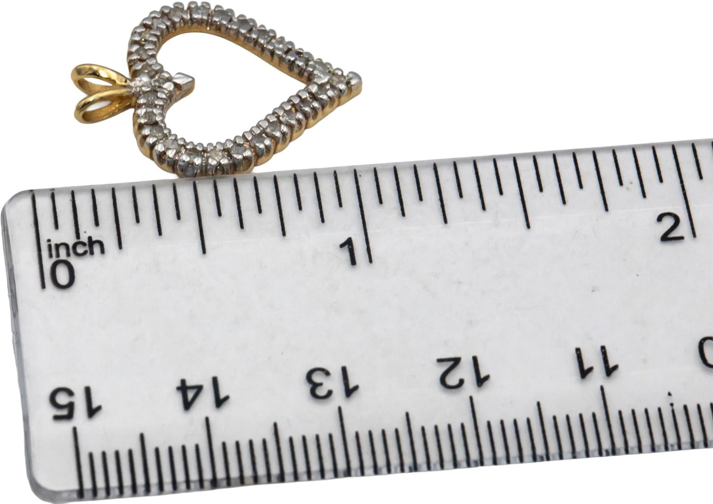 14k Yellow Gold 0.25CT Round Cut Diamond Open Heart Pendant