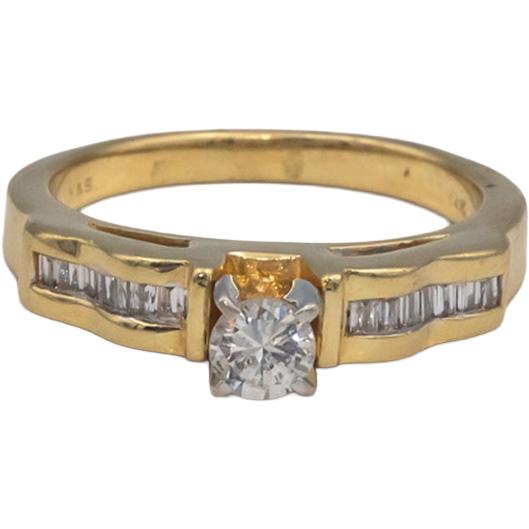 14k Yellow Gold 0.75CT Diamond Engagement Ring w/ 0.25CT Center Size 7