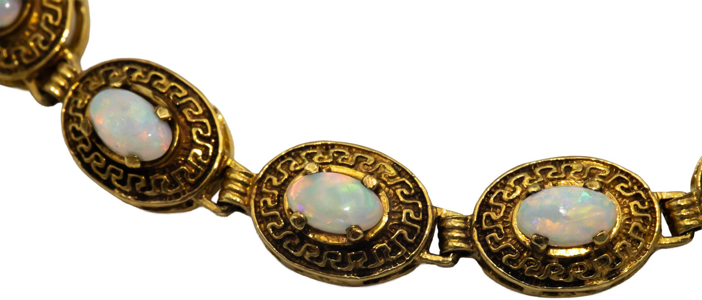 14k Yellow Gold Jewelry 3.0CT Cabochon Cut Opal Bracelet