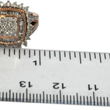 10k Rose Gold Round & Baguette Cut Diamond Cluster Ring 1.0CT Size 7