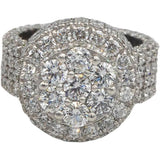 14k White Gold 8.0CT Round Lab Grown Diamond Pave Cluster Ring 8.0CT Size 8.5