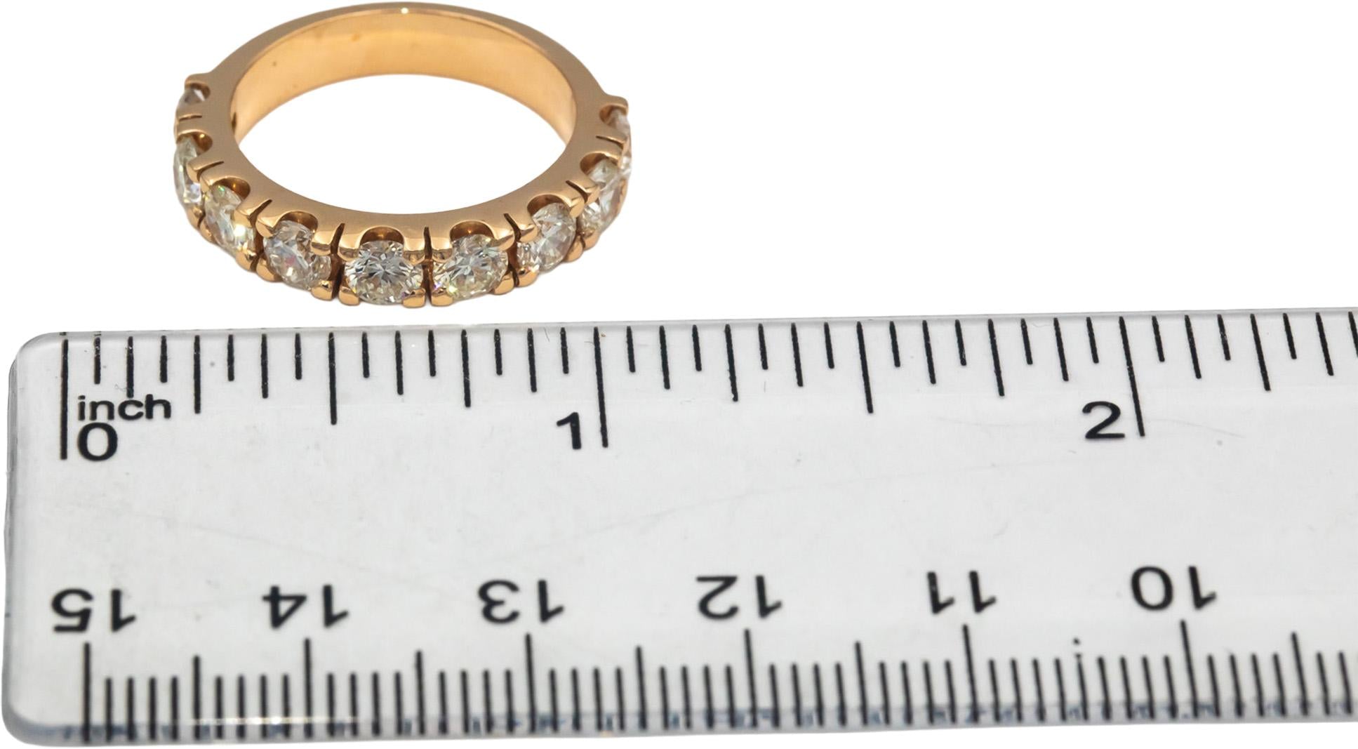 18k Rose Gold 1.98CT Round Cut Diamond Semi-Eternity Band Ring Size 6.5