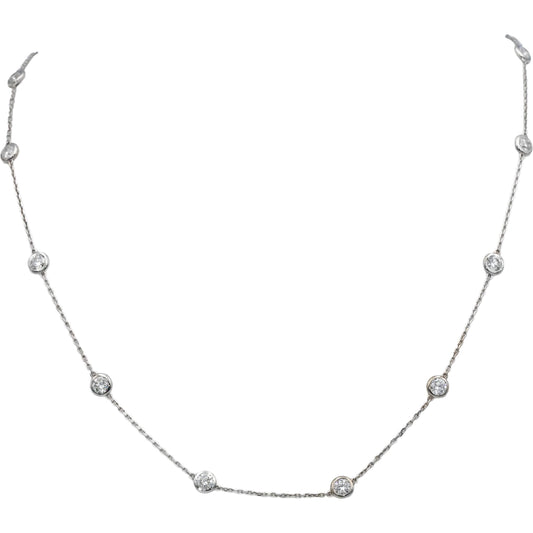 14k White Gold Round Diamond by the Yard Chain Necklace 2.36CT