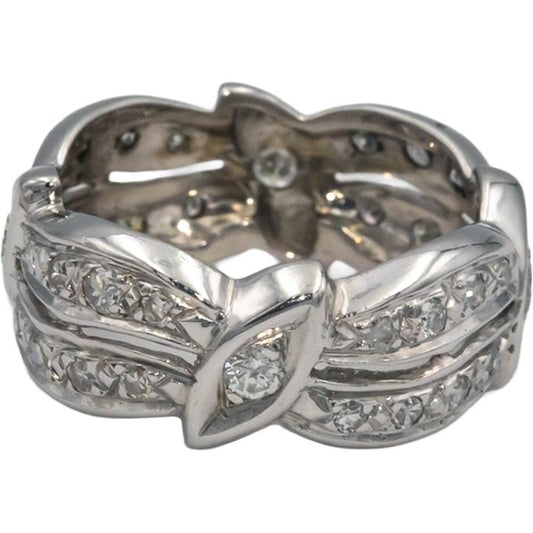 Vintage Antique 14k White Gold 0.75CT Round Cut Diamond Eternity Ring Size 6.5