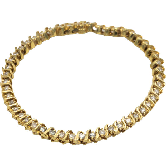 14k Yellow Gold 2.0CT Round Cut Diamond S-Link Tennis Bracelet