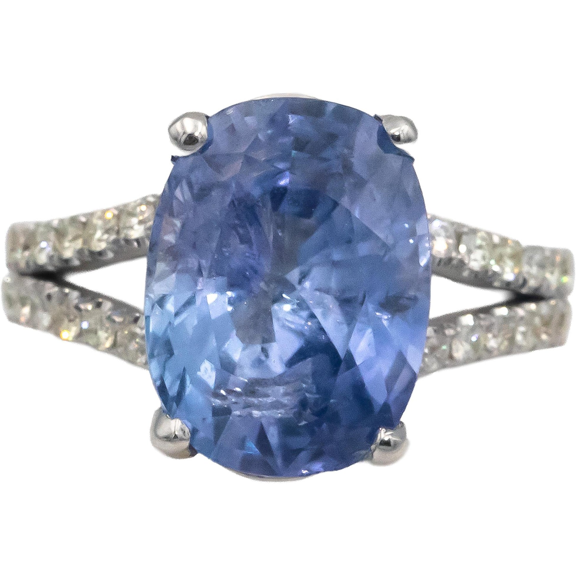 18k White Gold VS Diamond and Blue Sapphire Ring 6.91CT Size 6