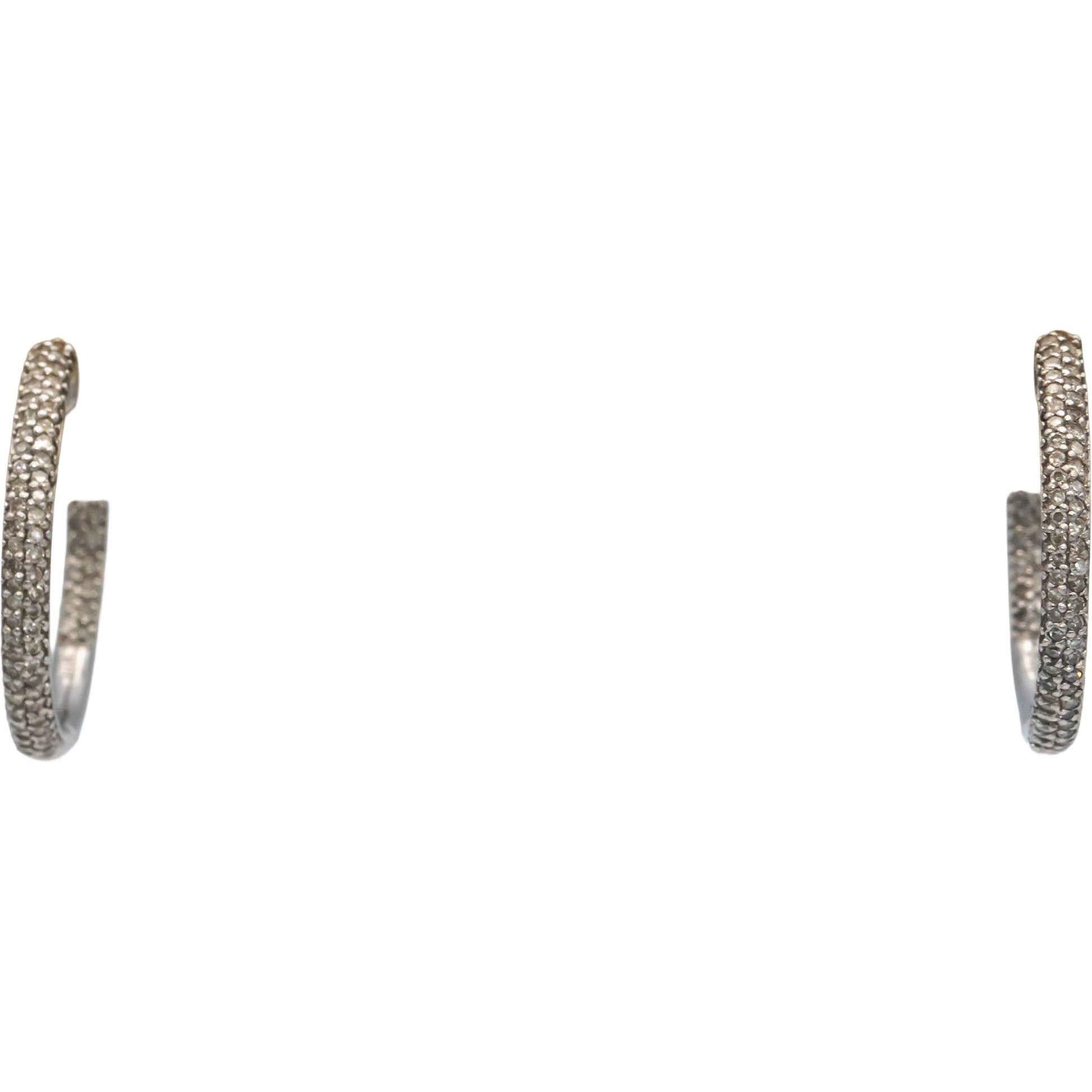14k White Gold 0.50CT Round Cut Diamond Inside Out Hoop Earrings