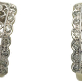 14k White Gold Round Diamond Filigree Hoop Earrings 0.45CT