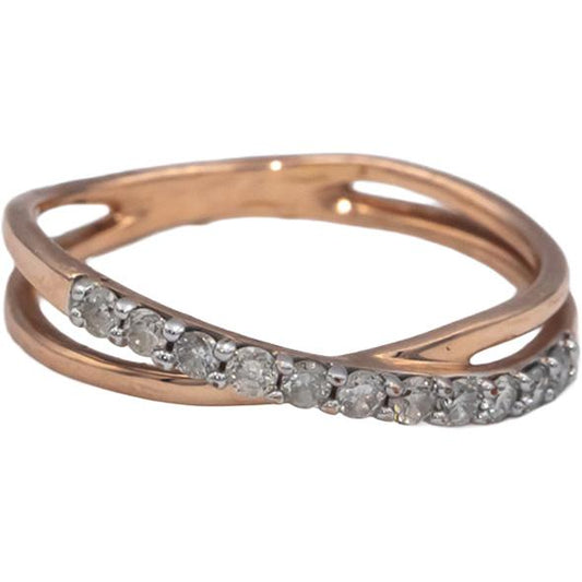10k Rose Gold 0.20CT Round Cut Diamond Crossover Band Ring Size 5.5