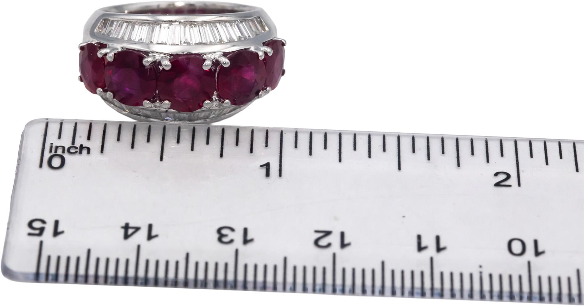 GIA Certified 18k White Gold Burma Heated Ruby and Diamond Ring 5.0CT Size 5.75