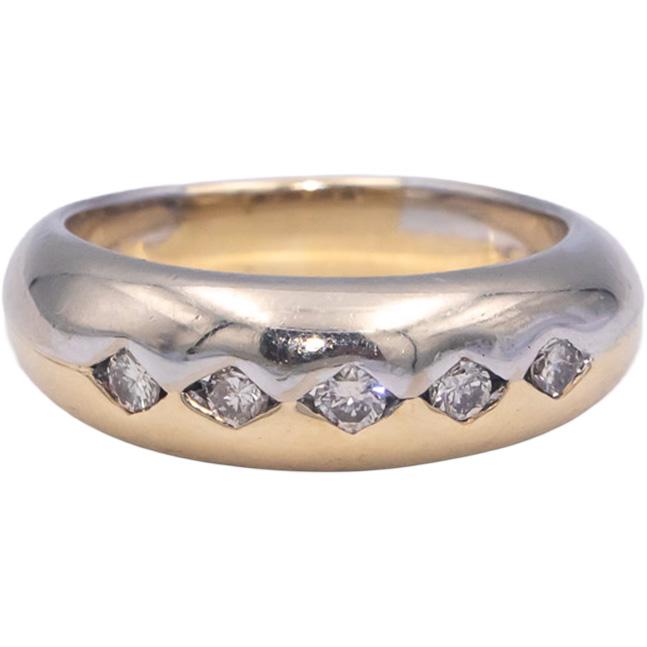 14k White and Yellow Gold 0.25CT VS Round Cut Diamond Band Ring Size 7.5