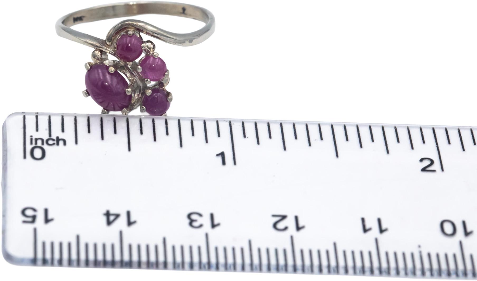 10k White Gold 0.50CT Cabochon Cut Ruby Ring Size 8.5