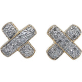 14k Yellow Gold 0.50CT Round Cut Diamond X Shaped Stud Earrings 0.50CT