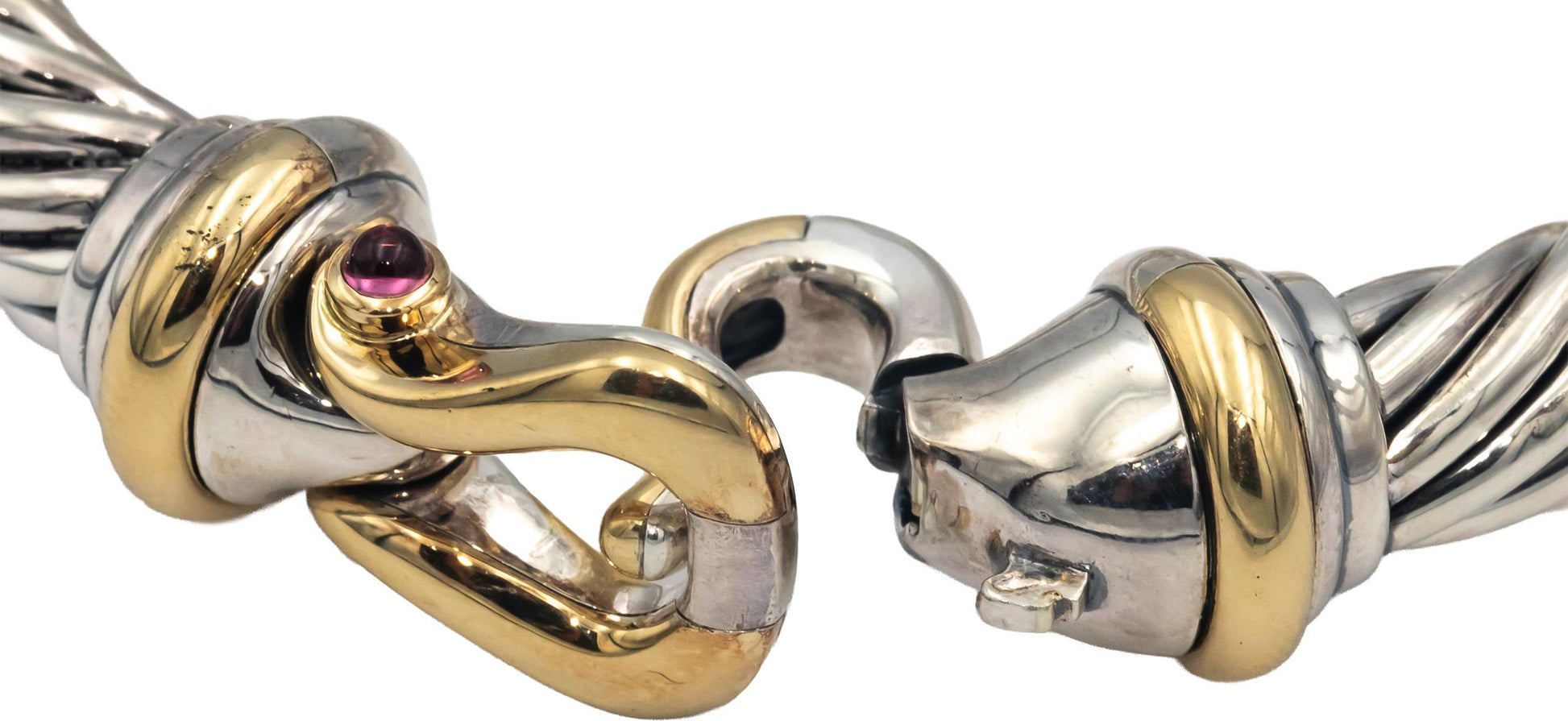 DAVID YURMAN 18k Gold Sterling Silver Gemstone 10mm Buckle Bracelet $2250 Retail