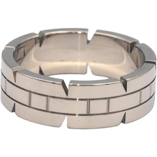 CARTIER 18k White Gold Tank Francaise Ring 7mm Wide Size 9 Euro Size 60