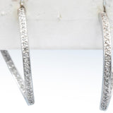 14k White Gold Round Diamond Hoop Circle Stud Earrings 1.0CTW