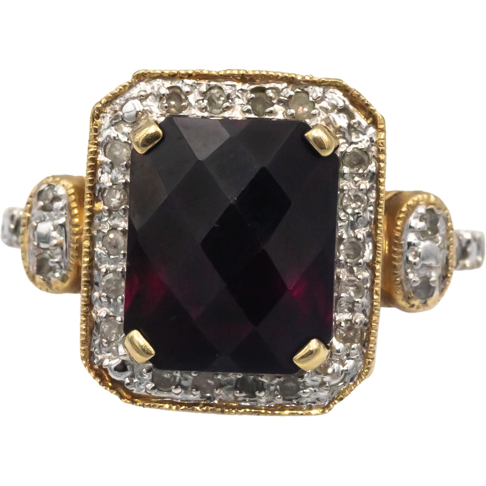 10k Yellow Gold Jewelry 3.20CT Diamond & Garnet Cocktail Ring Size 8