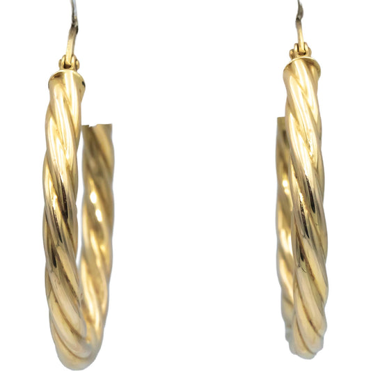 14k Yellow Gold Jewelry Twisted Hoop Earrings