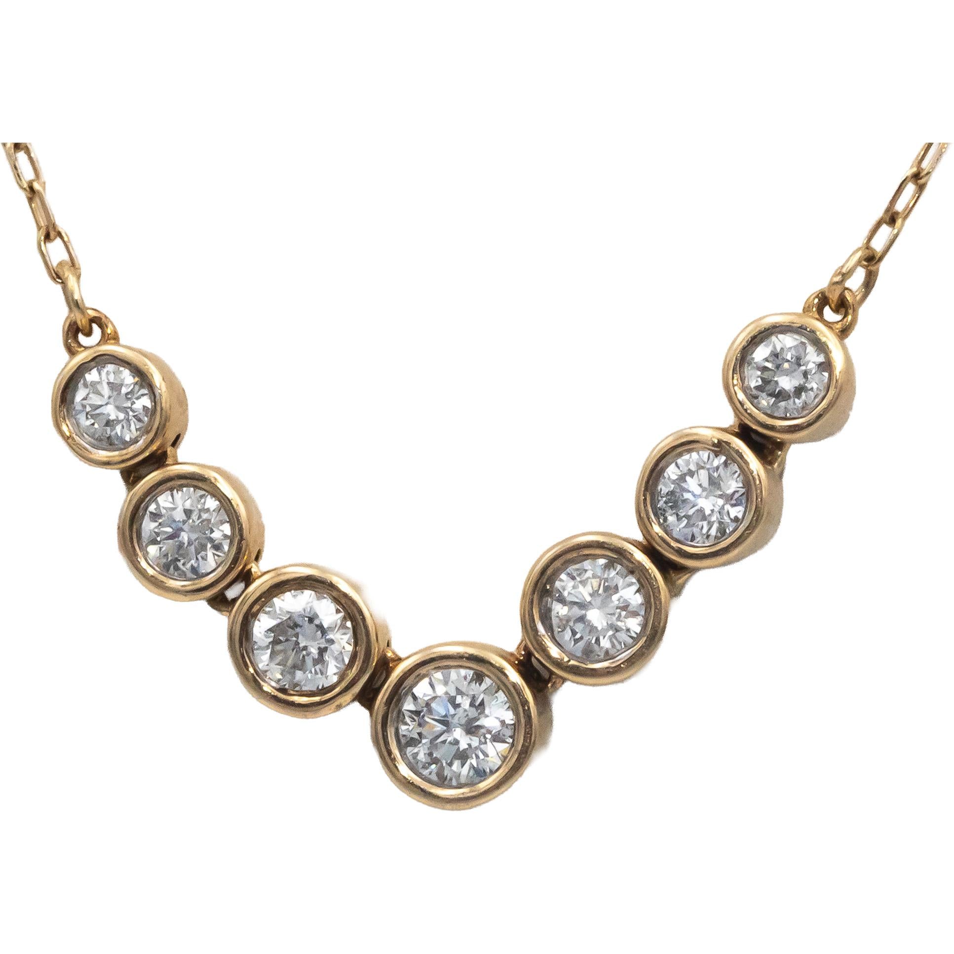 10k Yellow Gold 0.50CT VS Round Cut Bezel Set Diamond Pendant Necklace