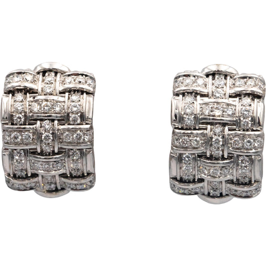 ROBERTO COIN 18k White Gold Diamond Appassionata 3-Row Diamond Earrings 1.25CT