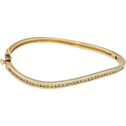 14k Yellow Gold 0.75CT Round Cut Channel Set Diamond Bangle Bracelet