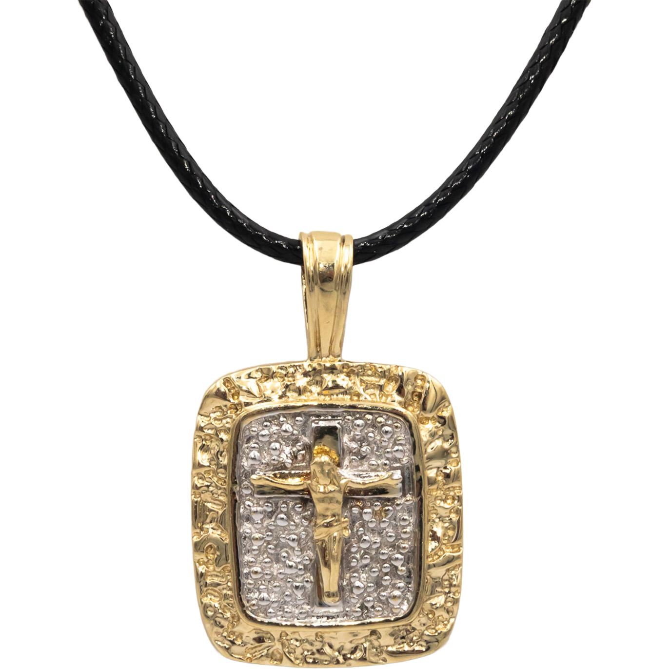 10k Yellow & White Gold Jewelry Religious Crucifix Cross Pendant Necklace