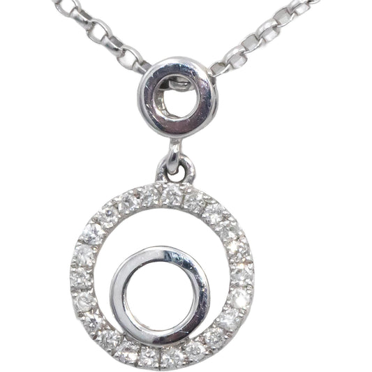 14k White Gold Round Diamond Circle Pendant Necklace Chain 0.10CT