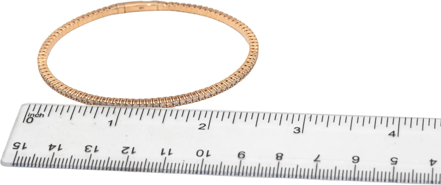 14k Rose Gold VS Round Diamond Semi-Flexible Bangle Bracelet 1.70CT