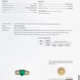 GIA Certified 18k Gold Heart Colombian Emerald & Diamond Ring 2.10CT Size 6