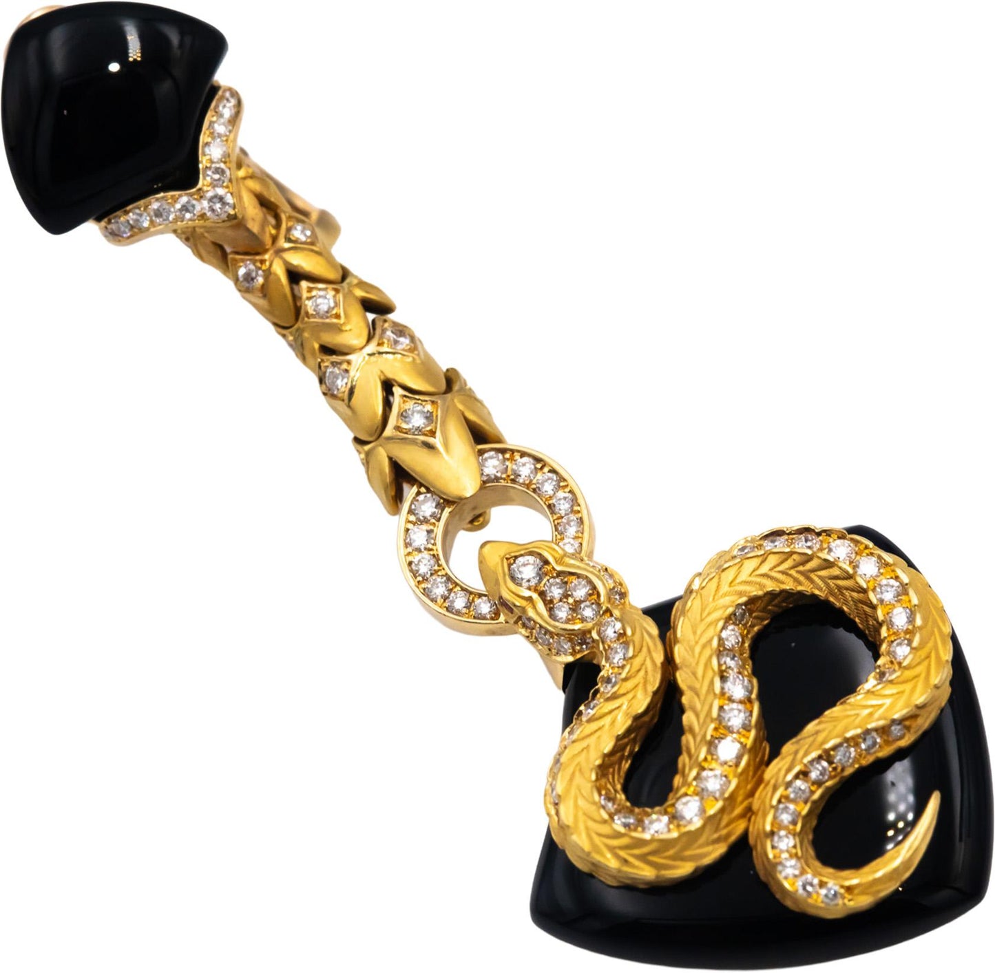 CARRERA Y CARRERA 18k Gold Diamond Onyx Sapphire Abanico Earrings 30.23CT $22900