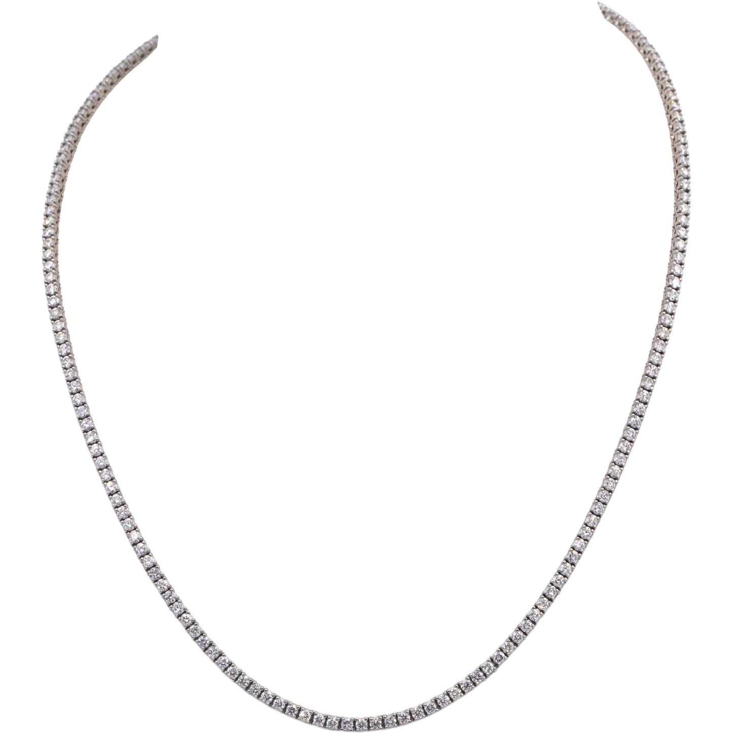 14k White Gold Jewelry Round Diamond Tennis Necklace 16.5" Long 5.82CT