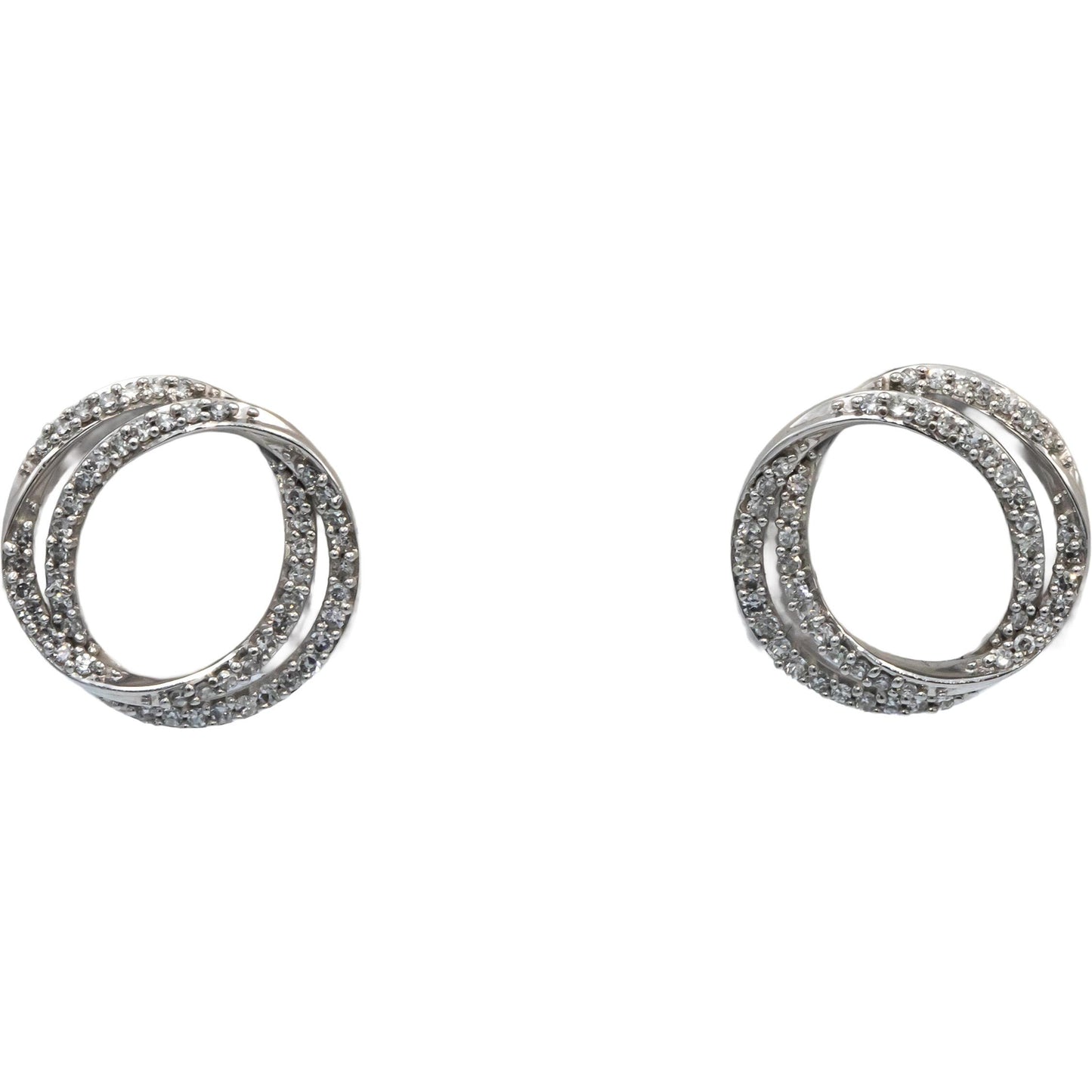 VERA WANG LOVE Round Diamond 10k White Gold Double Circle Stud Earrings 0.34CT
