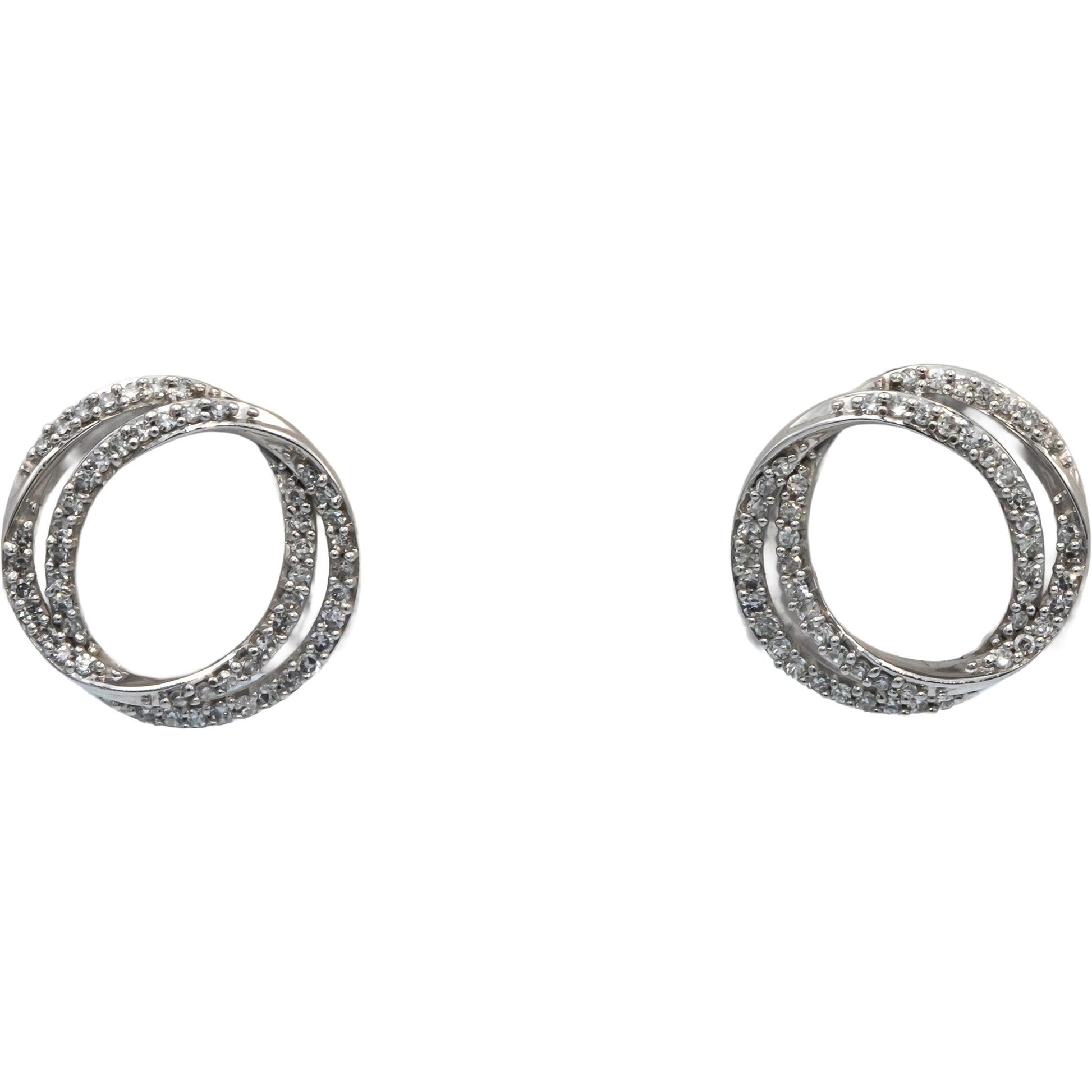 VERA WANG LOVE Round Diamond 10k White Gold Double Circle Stud Earrings 0.34CT