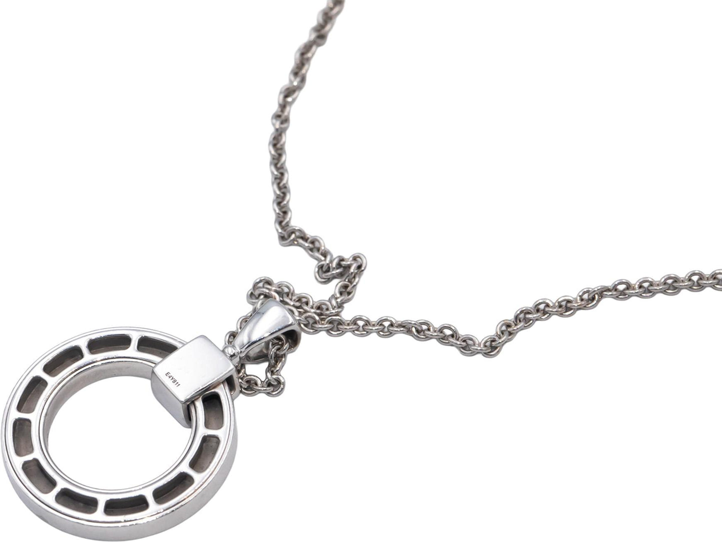 BVLGARI Round Diamond 18k White Gold Pendant Necklace w/ Box .07CT $6300 Retail