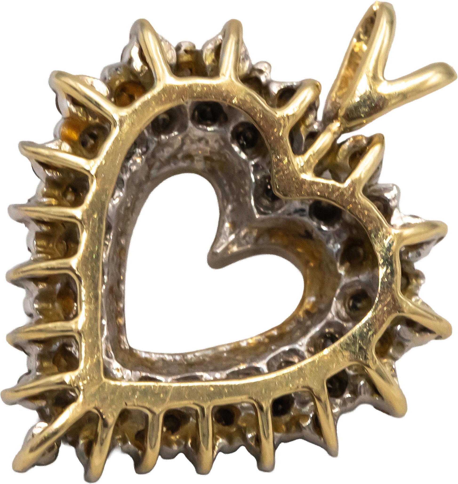 10k Yellow Gold Jewelry Round Diamond Cluster Heart Pendant 1.0CT