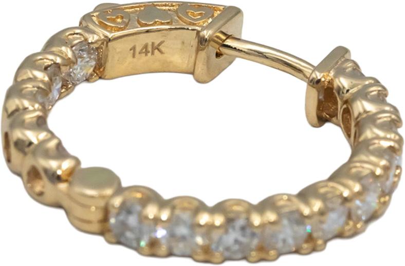 14k Yellow Gold Round Diamond Inside Out Circle Hoop Earrings 3.55CT