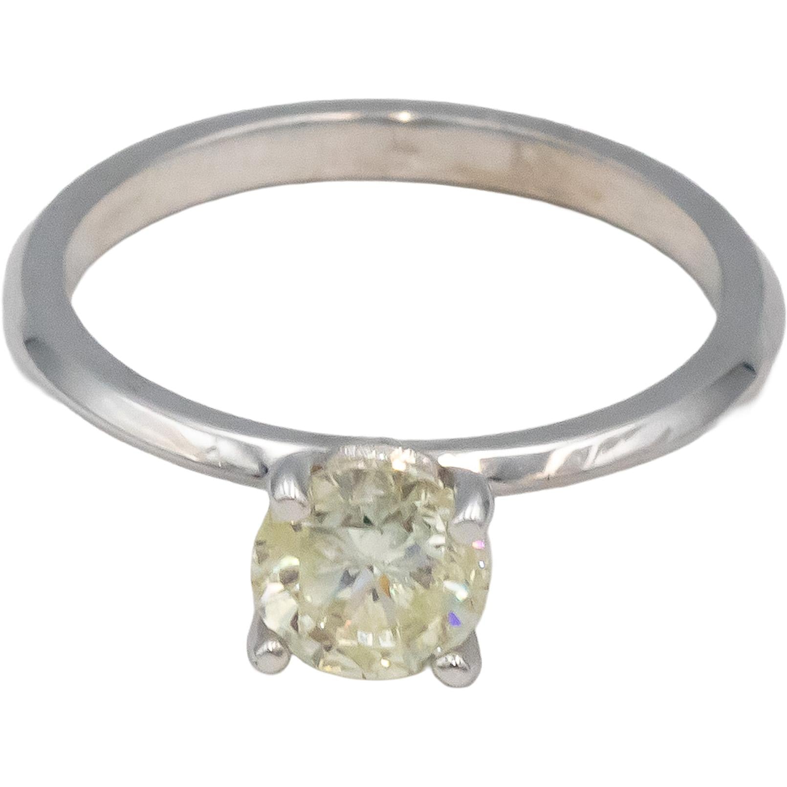 14k White Gold Round Diamond Solitaire Engagement Ring 0.96CT Size 6.75