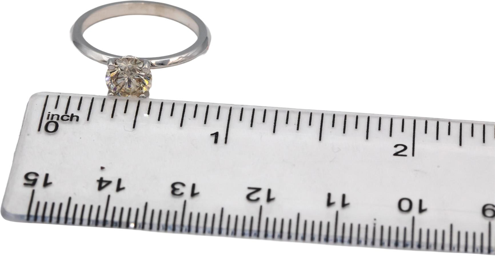 14k White Gold Round Diamond Solitaire Engagement Ring 1.06CT Size 6.5